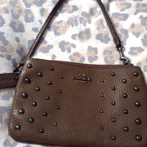 Genuine Coach pebble Leather Wristlet